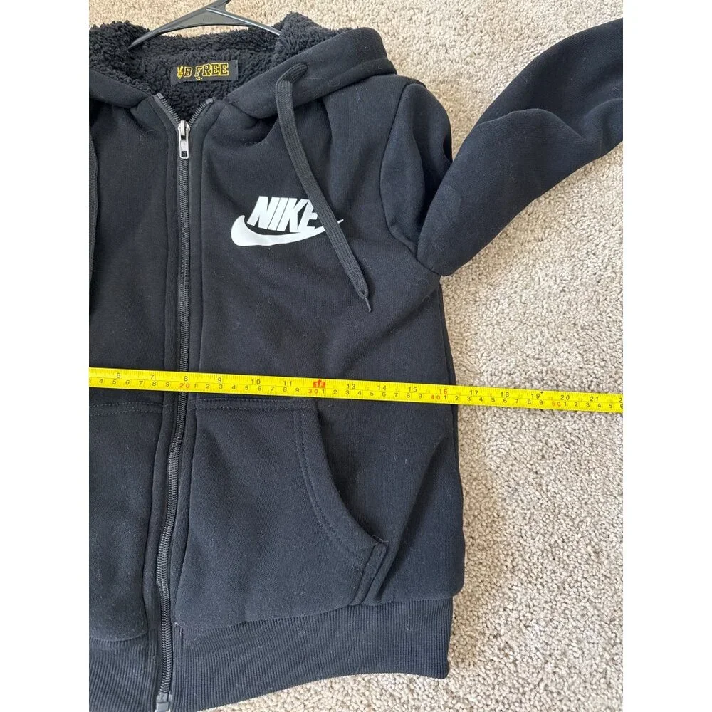 Nike Girls Sportswear Full-Zip Fleece Black Hoodie Size‎ S Winter Cold